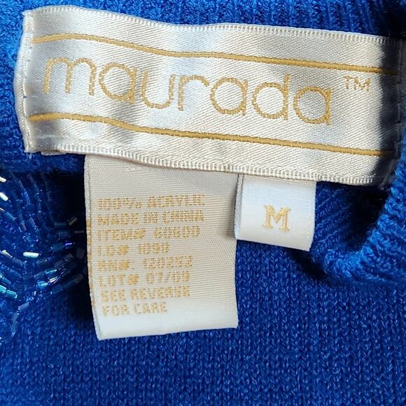 Vintage Maurada sweater blue embellished size M - Picture 6 of 8
